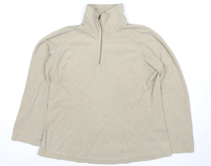 Lands' End Women's Beige Fleece Pullover Sweatshirt L