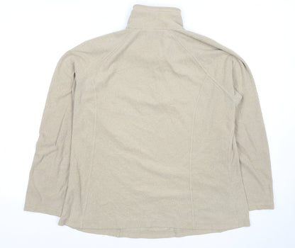 Lands' End Women's Beige Fleece Pullover Sweatshirt L
