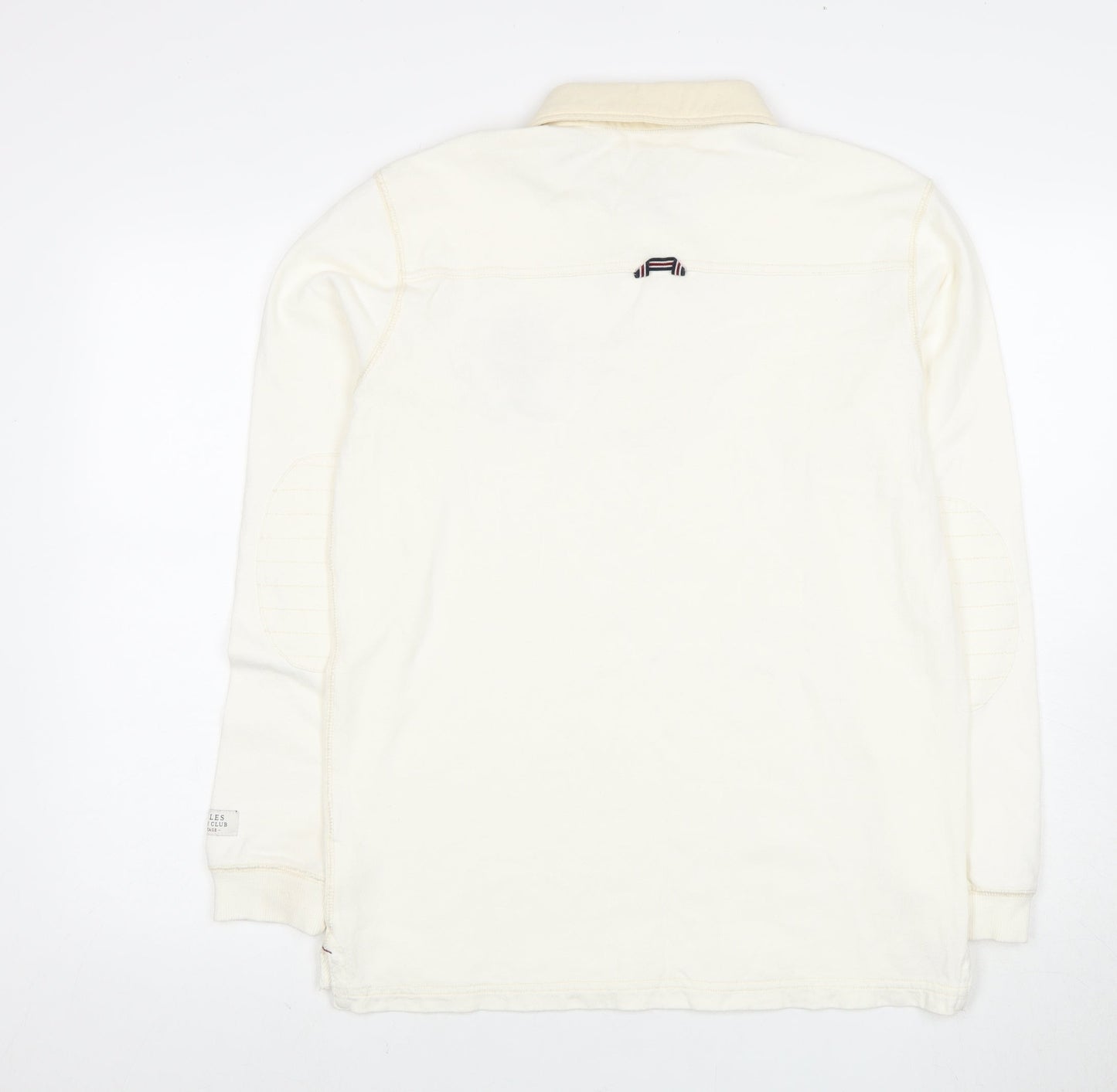 Joules Men's White Long Sleeve Polo Size M