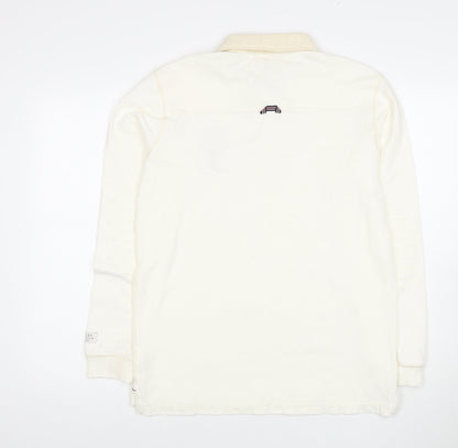 Joules Men's White Long Sleeve Polo Size M