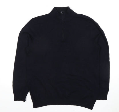 11 Degrees Men's Black Slim Fit Full Zip Jumper S