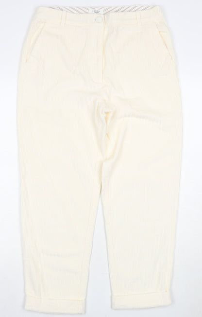 Caroll Women's Ivory Corduroy Cropped Trousers Size 14