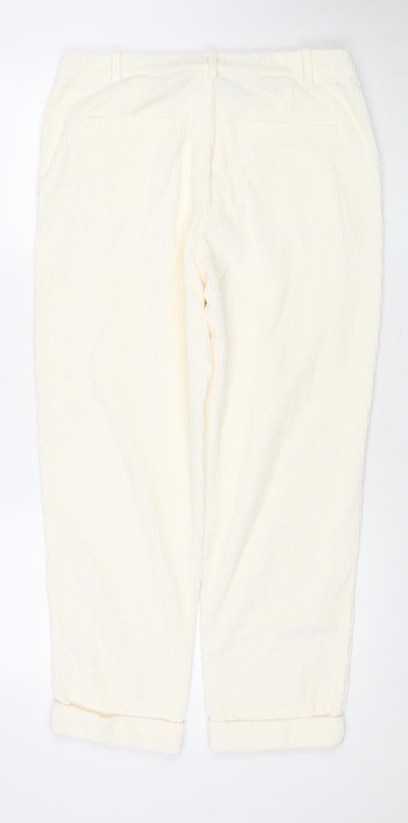 Caroll Women's Ivory Corduroy Cropped Trousers Size 14