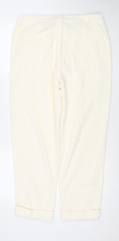 Caroll Women's Ivory Corduroy Cropped Trousers Size 14