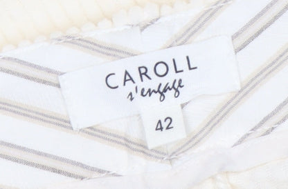 Caroll Women's Ivory Corduroy Cropped Trousers Size 14