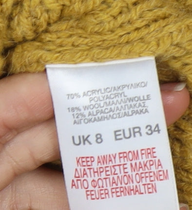 Womens UK Size 8 River Island Yellow Cardigan Jumper