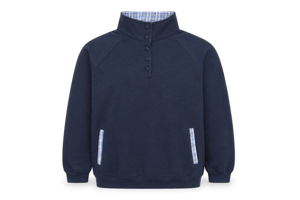 Front view of Damart Blue Henley Sweatshirt for unisex adults - l