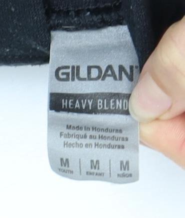 Gildan Boys Black M Pullover Hoodie with Logo