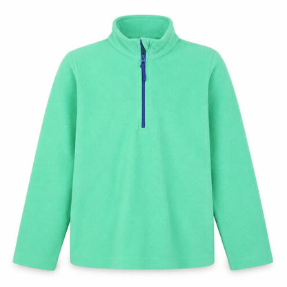 Front view of Mountain Warehouse boys’' green fleece sweatshirt xs