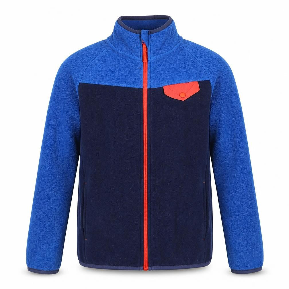 Front view of Mountain Warehouse boys’ blue fleece jacket, 9-10 years