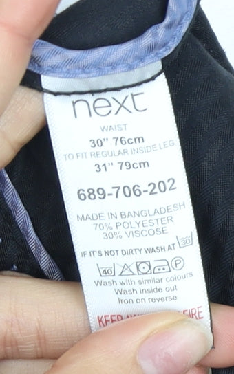 Next Men's Black Trousers 30 Waist Viscose Blend