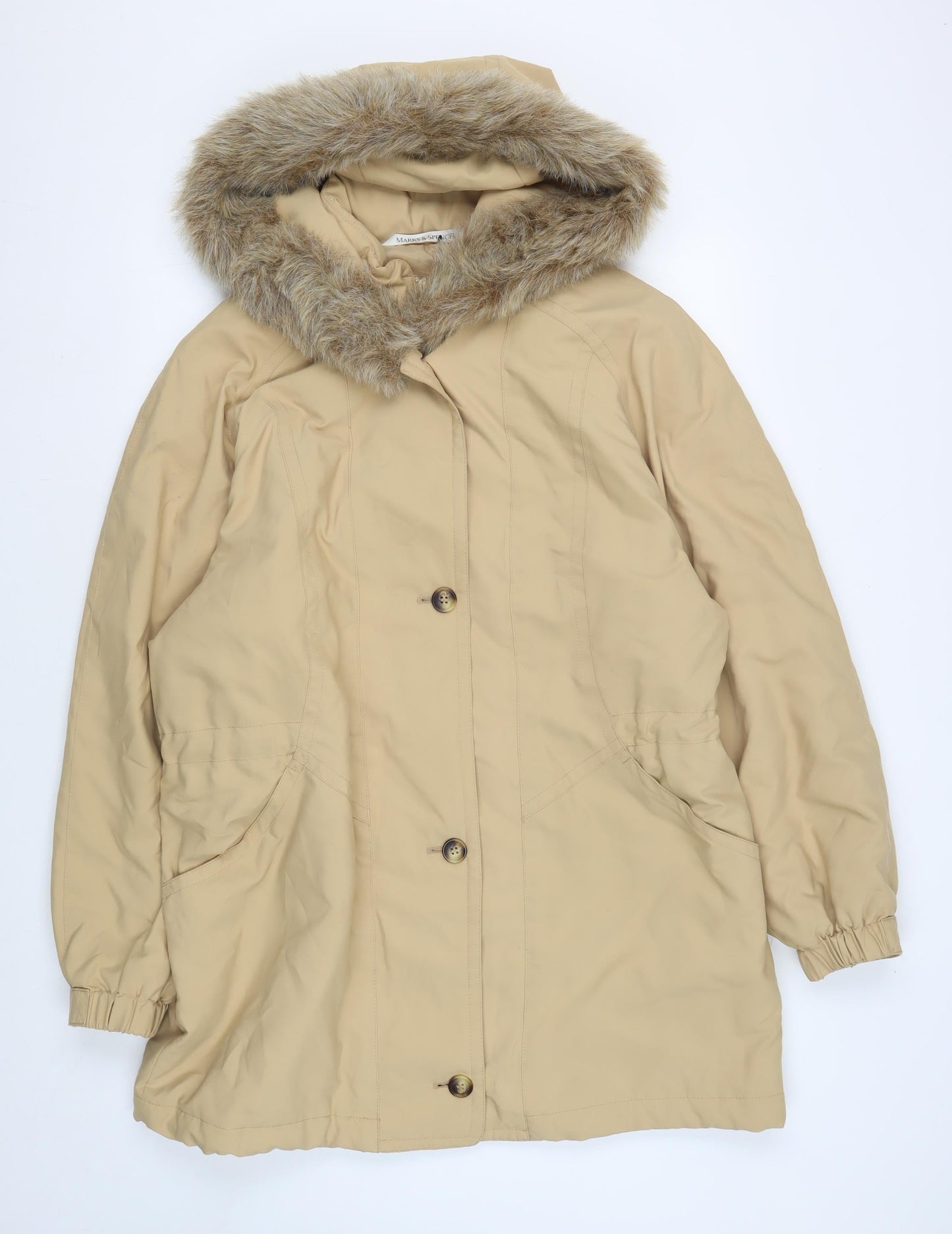 Womens UK Size 16 Marks and Spencer Beige Parka Coat