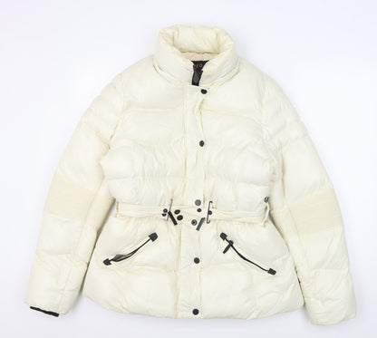 QED LDN Women's Ivory Puffer Jacket Size 12