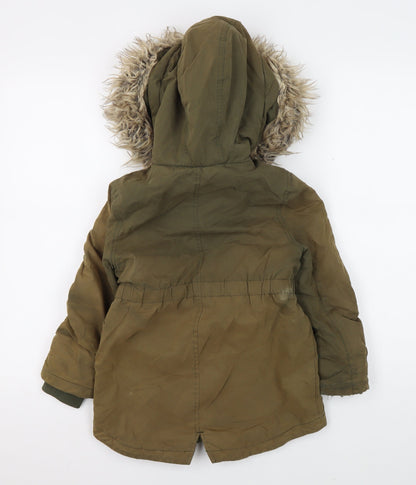 Marks and Spencer Girls' Green Parka 5-6 Years Hooded