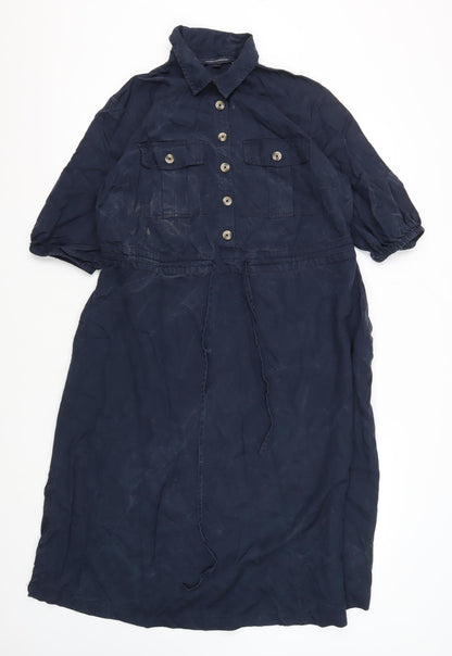 French Connection Women's Blue Modal Shirt Dress M