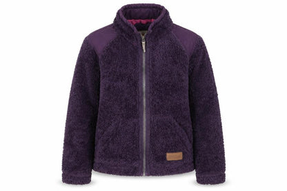 Front view of Regatta girls’ purple polyester jacket, size 9-10, years