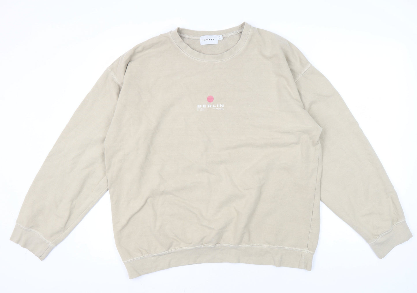 Topman Beige Men's Pullover Sweatshirt S