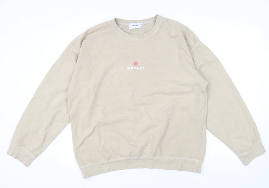Topman Beige Men's Pullover Sweatshirt S