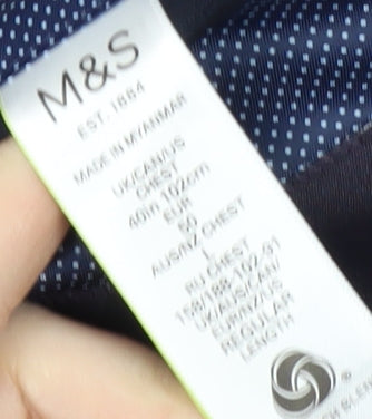 Mens UK Size 40 Marks and Spencer Regular Blue Suit Jacket