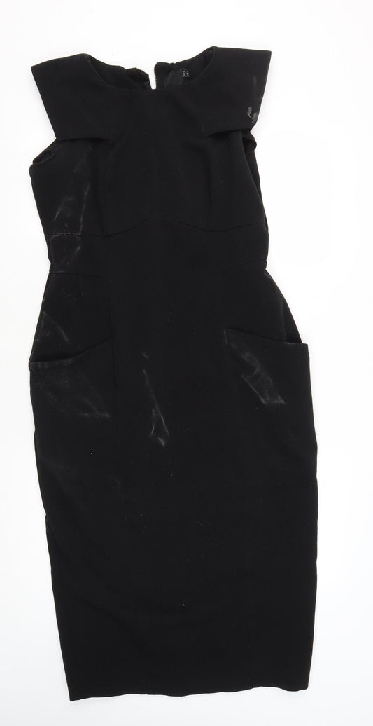 ASOS Tall Women's Black Midi Sheath Dress 16