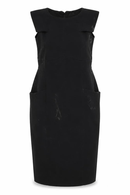 Front view of ASOS Tall Women's Black Midi Sheath Dress 16