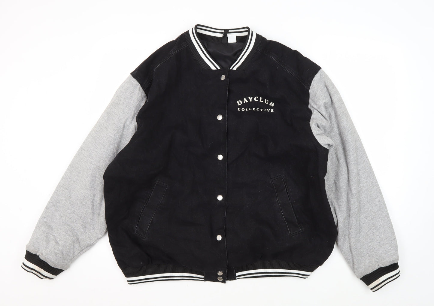 Mens UK Size L H&M Black Varsity Jacket