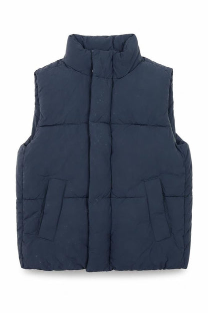 Front view of Zara girls’ blue puffer jacket 8-9 years
