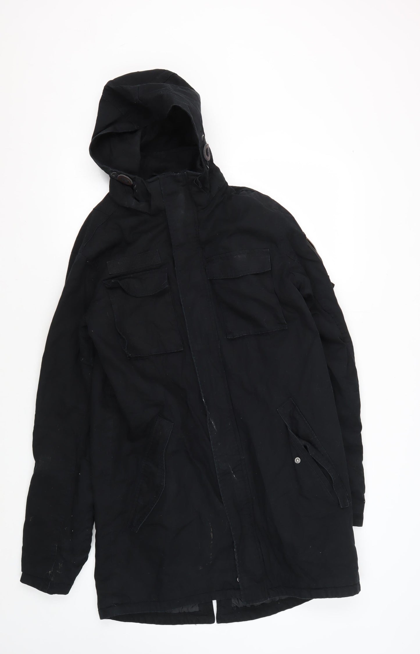Womens UK Size 12 H&M Black Parka Coat