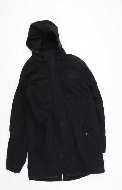 Womens UK Size 12 H&M Black Parka Coat