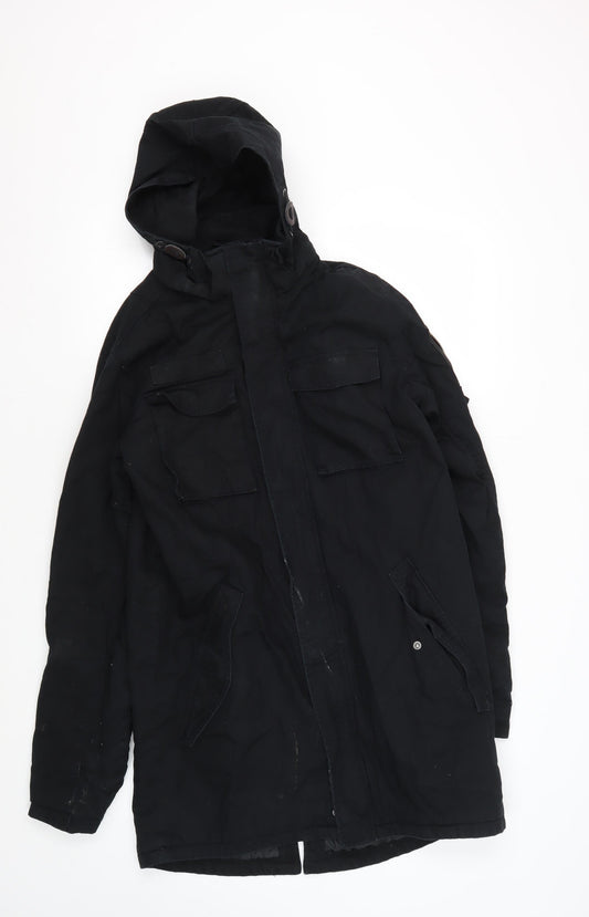 Womens UK Size 12 H&M Black Parka Coat