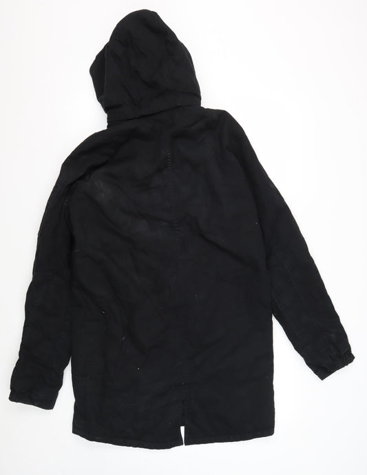 Womens UK Size 12 H&M Black Parka Coat