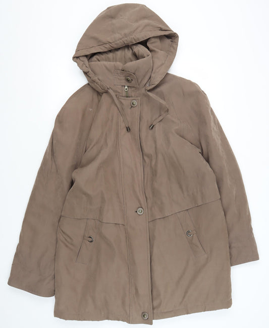 Klass Women’s Brown Parka Coat, Size M, Hooded & Pockets