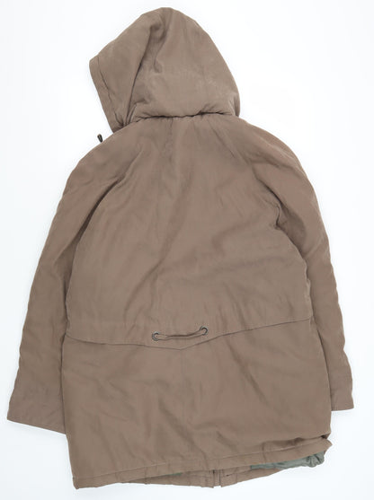 Klass Women’s Brown Parka Coat, Size M, Hooded & Pockets
