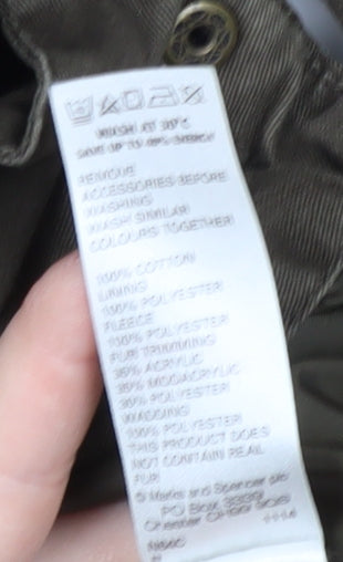 Marks and Spencer Green Parka Coat, Girls 11-12 Years