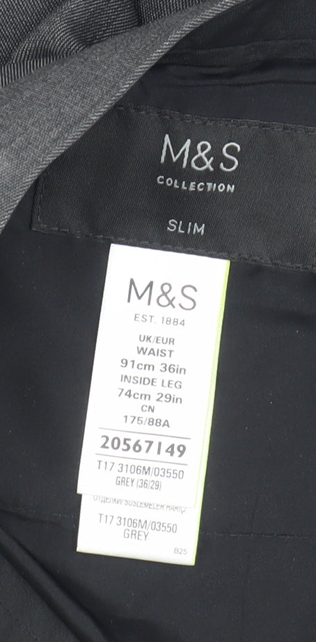 Marks and Spencer Men's Grey Slim Dress Pants Size 36