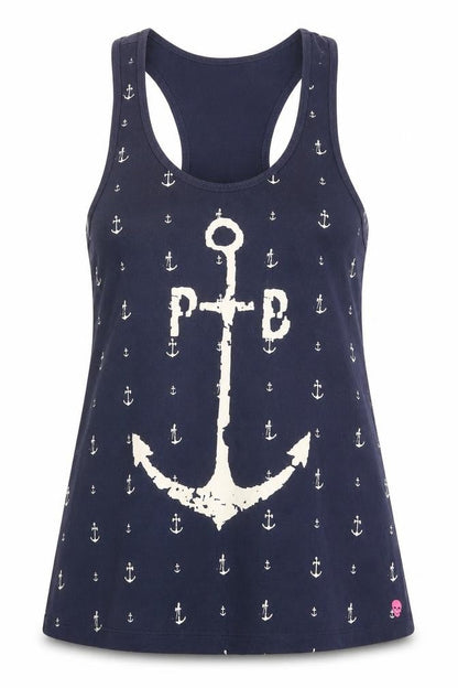 Paul's Boutique Women's Blue Anchor Tank Top, Size S