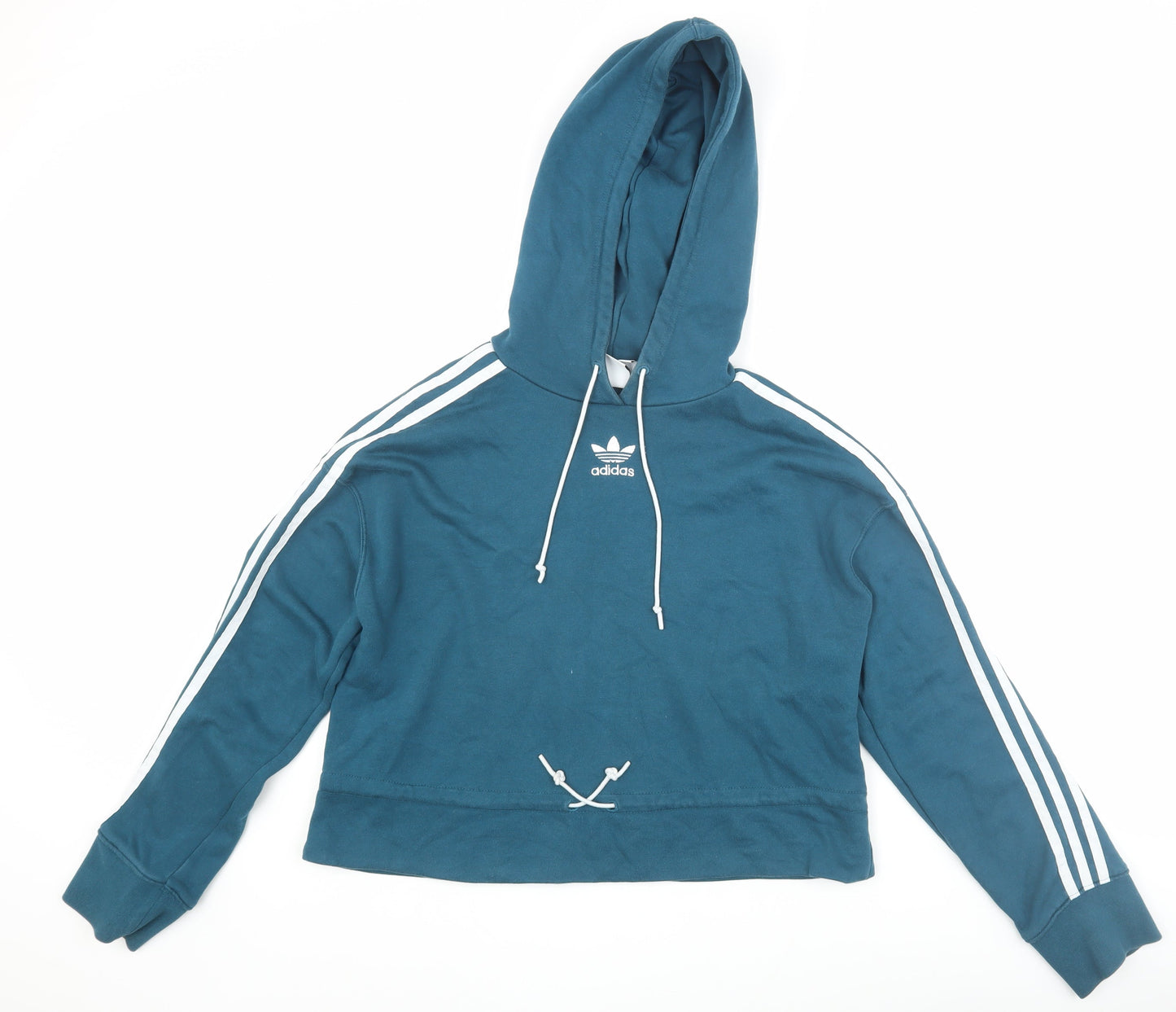 Adidas Women's Blue L Hoodie with Logo and Drawstring