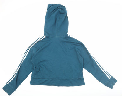 Adidas Women's Blue L Hoodie with Logo and Drawstring