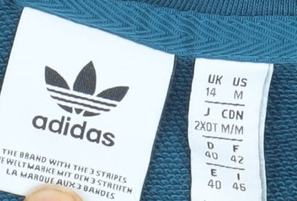 Adidas Women's Blue L Hoodie with Logo and Drawstring