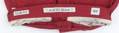 Blue Inc Men's Red Chino Shorts - Casual Slim Fit
