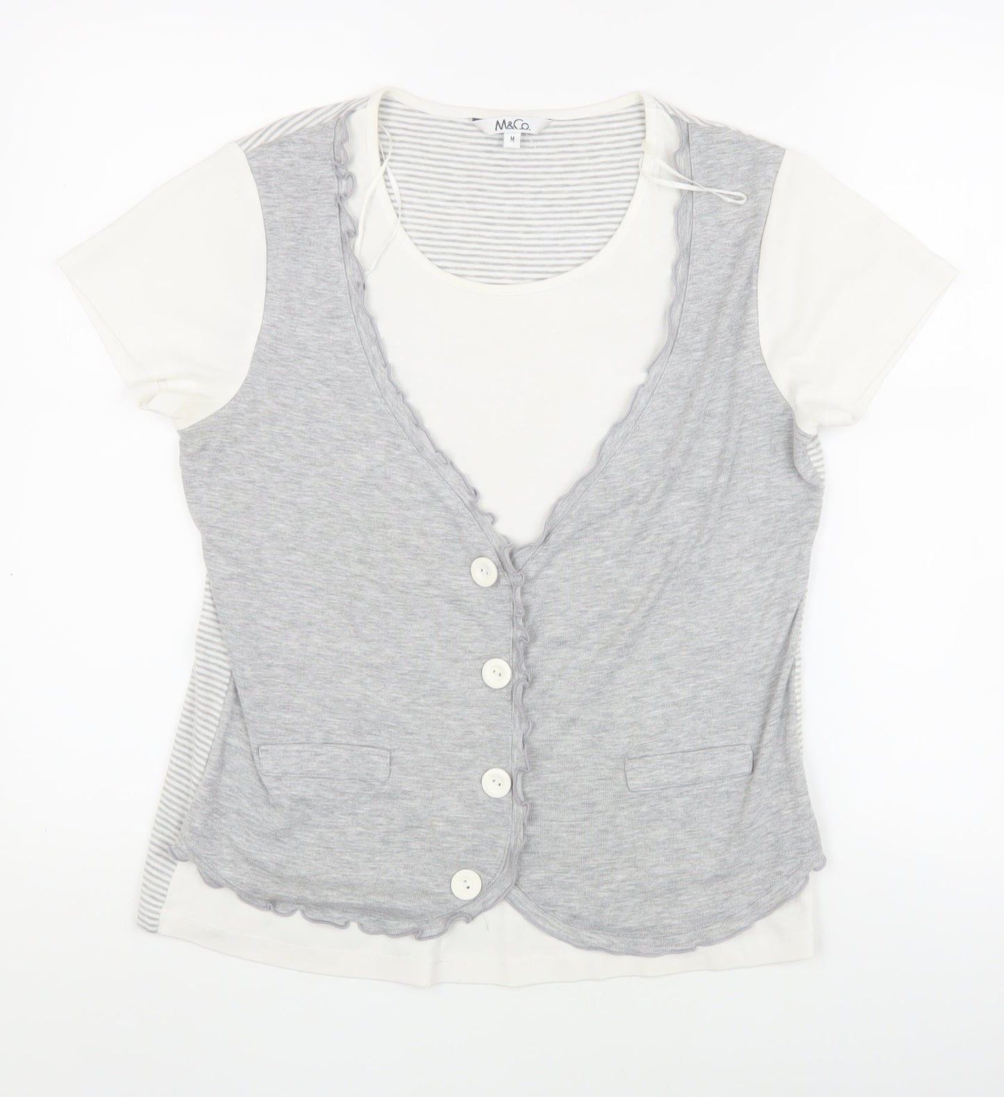 Womens UK Size M M&Co Grey Basic T-Shirt