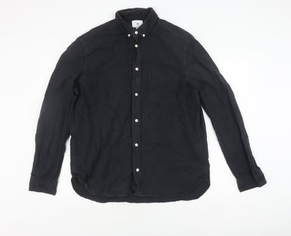 H&M Men's Black Regular Fit Button-Down Shirt L
