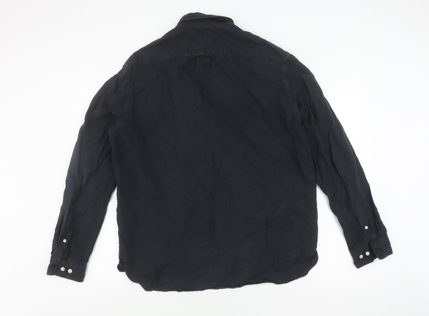 H&M Men's Black Regular Fit Button-Down Shirt L