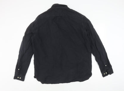 H&M Men's Black Regular Fit Button-Down Shirt L