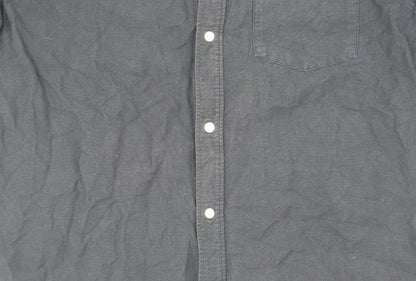 H&M Men's Black Regular Fit Button-Down Shirt L