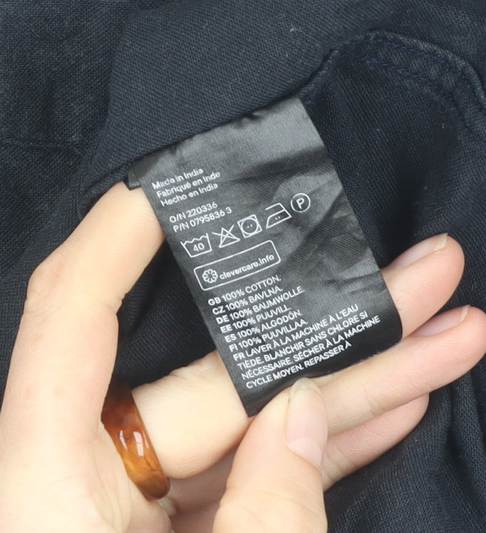 H&M Men's Black Regular Fit Button-Down Shirt L