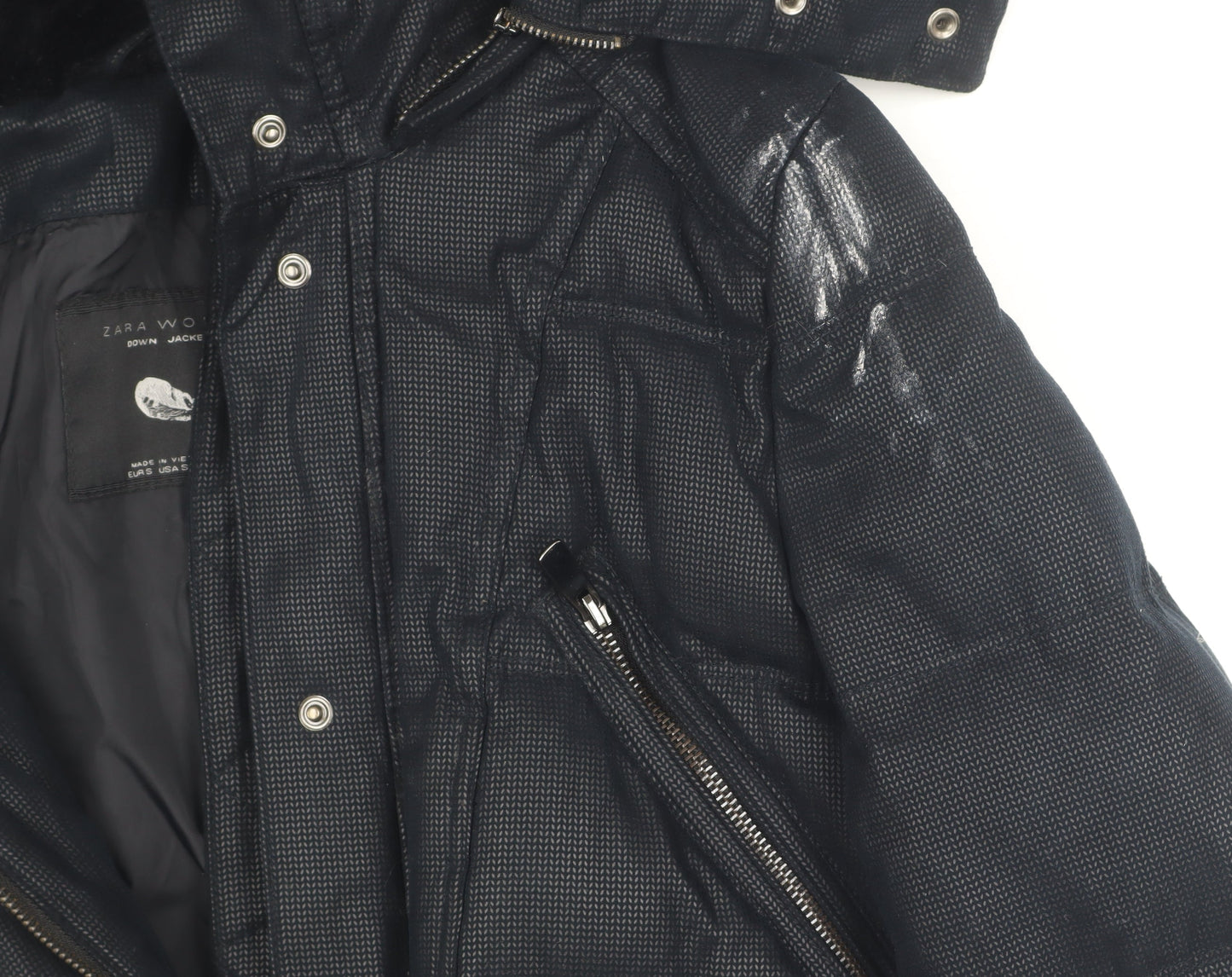 Womens UK Size S Zara Black Puffer Jacket