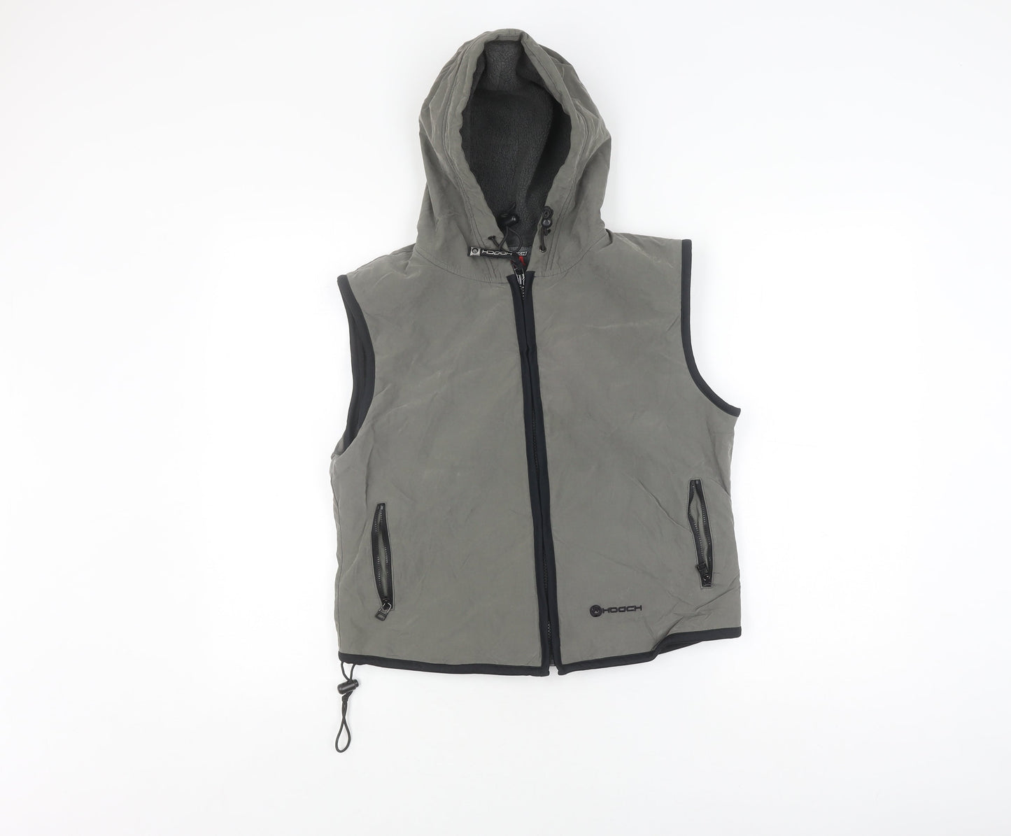 Hooch Boys' Black Sleeveless Hooded Gilet, Size 14, Zip Closure