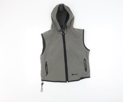 Hooch Boys' Black Sleeveless Hooded Gilet, Size 14, Zip Closure