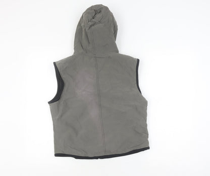 Hooch Boys' Black Sleeveless Hooded Gilet, Size 14, Zip Closure